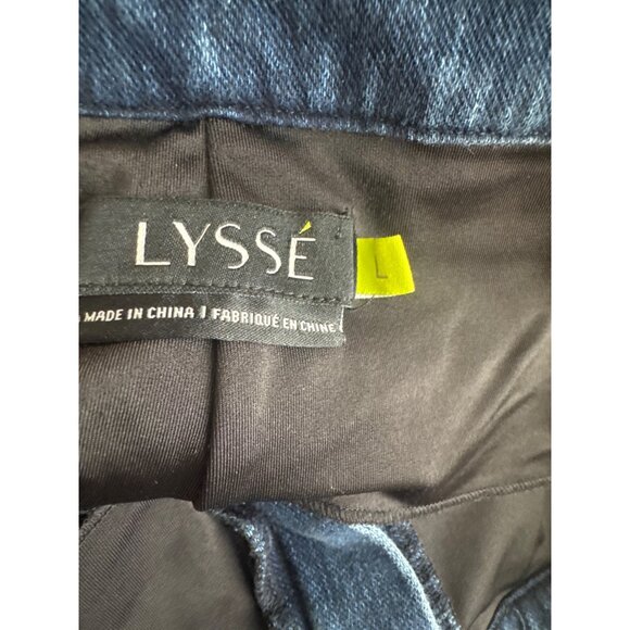 Lysse Womens Blue Denim Stretch Cropped jeggings jeans released hem  size large - Picture 3 of 4